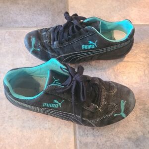 Puma Speedcat suede size 8 black & teal vintage sneakers